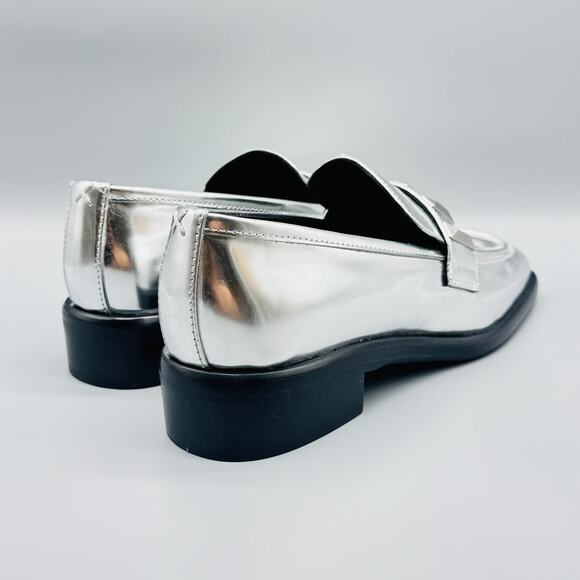 Rag & Bone Shoes Women 9 Silver Metallic Loafer Square Toe Slip On Comfort Dress - Picture 9 of 12